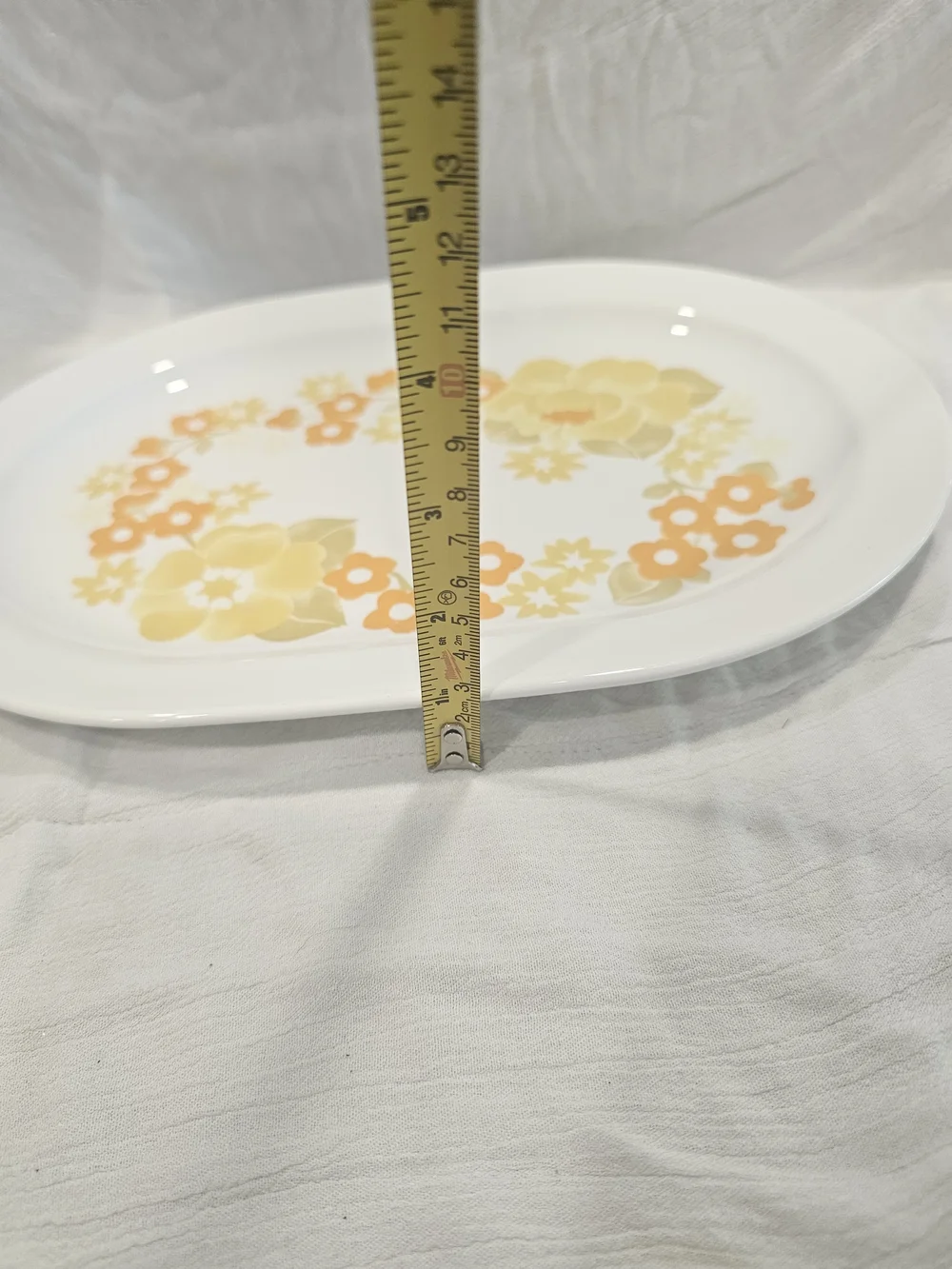 Vintage Centura by Corning Summer Hill Oval Serving Platter, 1970s Yellow Orange